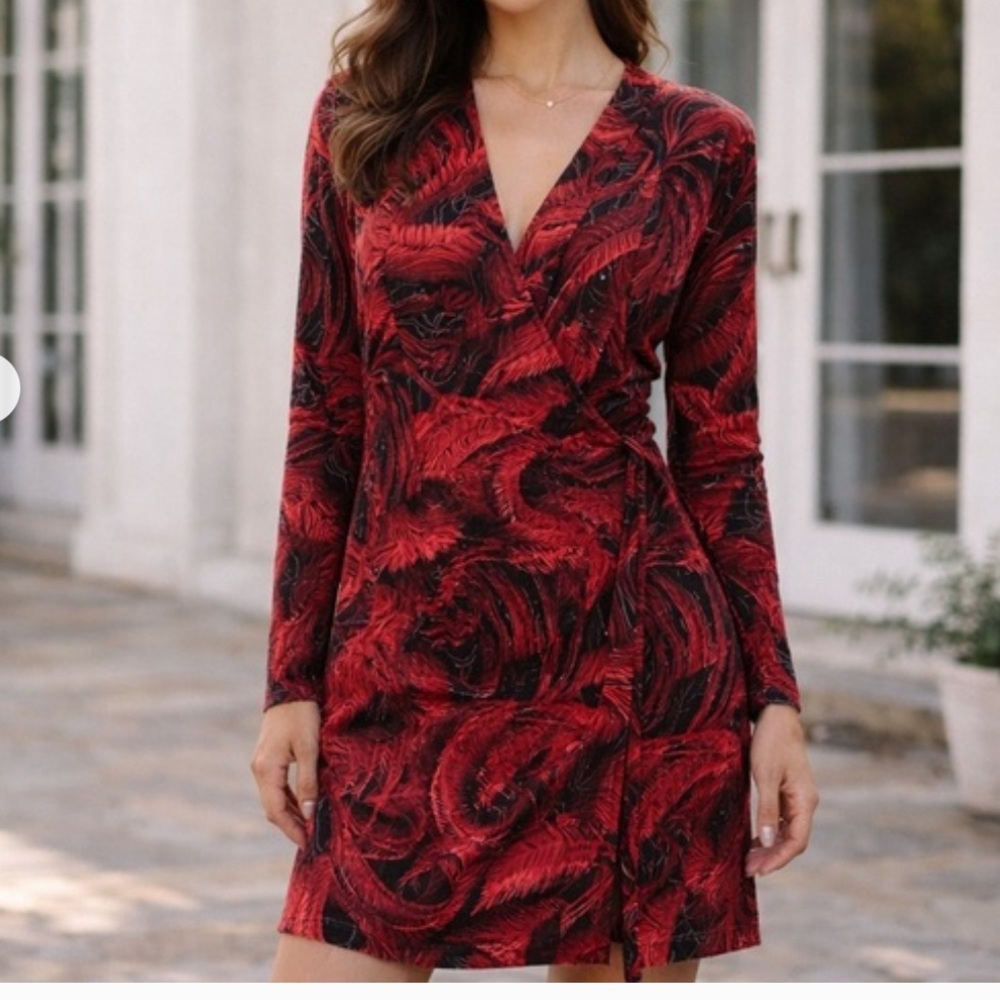 Norma Kamali Women’s Floral Faux Wrap Jersey Dress Medium